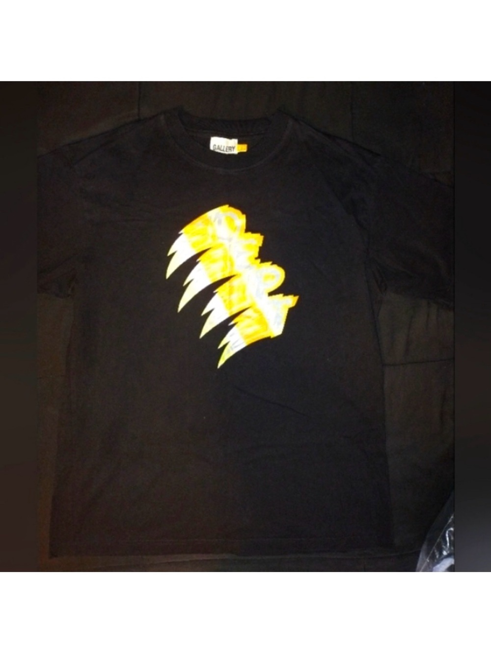 Gallery Dept. Black Short Sleeve T-Shirt Turbo Tee DEPT Lettering In Flames